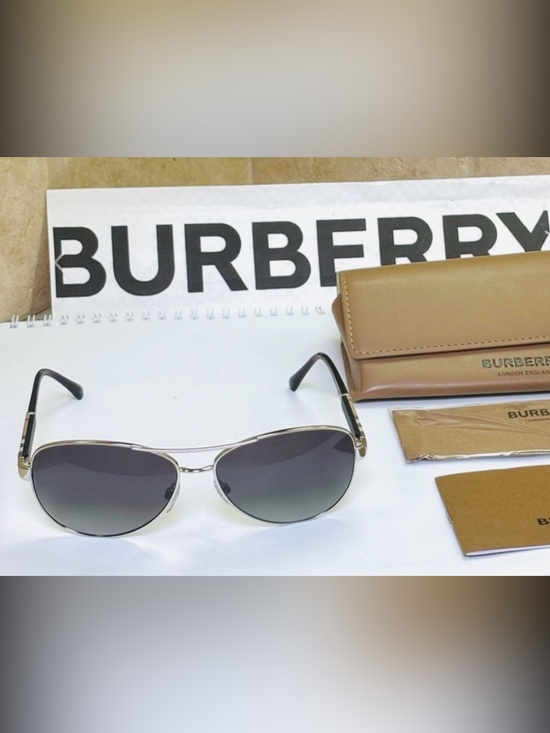 Burberry Accessories - New Burberry B3080 1300 Silver Polarized Aviator Sunglasses
